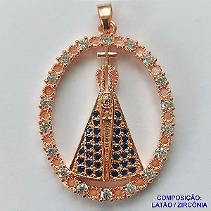 PINGENTE NO BRUTO PRONTO PARA O BANHO (CX30) PINGENTE NOSSA SENHORA APARECIDA 22X30MM  ALTA FUSÃO( TODA CRAVEJADO EM MICRO ZIRCÔNIAS - PESO 4.0GR - BRU0001932