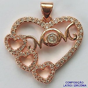 PINGENTE NO BRUTO PRONTO PARA O BANHO (CX32) - PINGENTE CORAÇÃO 24MM TODO CRAVEJADO EM MICRO ZIRCÔNIA CRISTAL PESO 2.9GR- BRU0001933