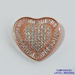 PINGENTE NO BRUTO PRONTO PARA O BANHO (CX30) - PINGENTE FORMATO CORAÇÃO COM MICRO ZIRCÔNIAS CRISTAIS 25MM PESO 7.2GR- BRU0001936