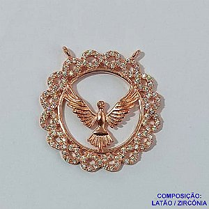 PINGENTE NO BRUTO PRONTO PARA O BANHO (CX30) - PINGENTE ESPÍRITO SANTO DESENHADO COM MICRO ZIRCÔNIAS CRISTAIS 26MM PESO 3.2GR- BRU0001937