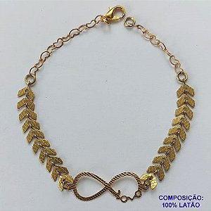 PULSEIRA NO BRUTO PRONTO PARA O BANHO(CX61) - PULSEIRA ESCAMAS COM INFINITO LOVE- TAMANHO 17CM + EXTENSOR - PESO 2.2GR - FECHO LAGOSTA - BRU10656