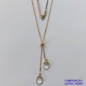 GARGANTILHA NO BRUTO PRONTO PARA O BANHO - COM CORRENTE VENEZIANA DE 45CM + EXTENSOR - " TIPO GRAVATINHA " AJUSTÁVEL - COM DOIS PINGENTES PEDRAS CRISTAIS INCOLOR  8MM - PESO TOTAL 3.1GR - BRU10662