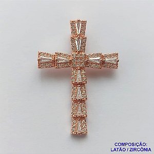 PINGENTE NO BRUTO PRONTO PARA O BANHO (CX29) - PINGENTE CRUCIFIXO COM ZIRCÔNIAS CRISTAIS 25X36MM PESO 3.6GR- BRU0001941