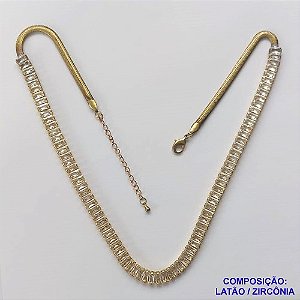 SHOCKER BRUTO PRONTO PARA BANHO (CX62) - CORRENTE 45CM (LACRAIA) COM PEDRAS EM ZIRCÔNIAS - PESO TOTAL 22.7GR  - FECHO LAGOSTA - BRU10671