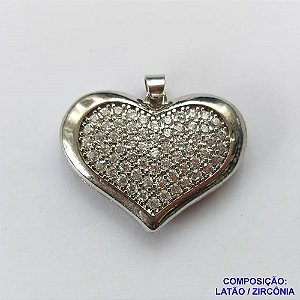 PINGENTE NO BRUTO PRONTO PARA O BANHO (CX33) - PINGENTE CORAÇÃO COM MICRO ZIRCÔNIAS 28MM PESO 7.0GR- BRU0001952
