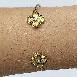 PULSEIRA (BRACELETE) NO BRUTO PRONTO PARA O BANHO(CX126) - BRACELETE VAN CLEEF 12MM COM ZIRCÔNIA   - PESO 5.7GR - COMPOSIÇÃO: 100% LATÃO - BRU10675