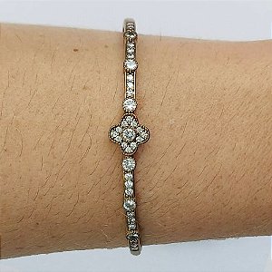 PULSEIRA (BRACELETE) NO BRUTO PRONTO PARA O BANHO(CX114) - BRACELETE VAN CLEEF CRAVEJADO COM MICRO ZIRCÔNIAS COM TRAVA - PESO 10GR - COMPOSIÇÃO: 70% LATÃO E 30% ZIRCÔNIA - BRU10677