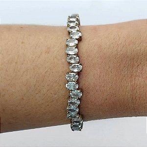 PULSEIRA (BRACELETE) NO BRUTO PRONTO PARA O BANHO(CX112) - COM  ZIRCÔNIAS CRISTAIS - PESO TOTAL 13.3GR - BRU10682