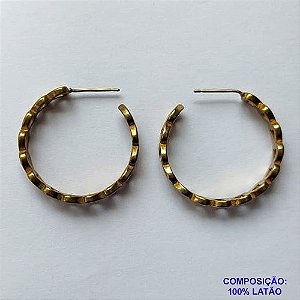 BRINCO NO BRUTO PRONTO PARA O BANHO(CX61)- BRINCO DE ARGOLA COM CORAÇÕES VAZADOS - TAMANHO 28MM - PESO 6.3GR - BRU10693