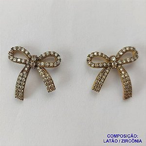 BRINCO NO BRUTO PRONTO PARA O BANHO(CX61) - BRINCO DE PINO LAÇO CRAVEJADO COM MICRO ZIRCÔNIAS - TAMANHO 17MM - PESO 2.4GR - BRU10699