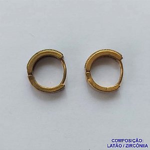 BRINCO NO BRUTO PRONTO BANHO (CX04) - BRINCO COM DUAS FILEIRAS DE MICRO ZIRCÔNIAS CRISTAIS - ARGOLINHA DE PRESSÃO (TRANQUETA) TAMANHO 13MM - LARGURA: 3MM - PESO TOTAL 2.5GR - BRU10720