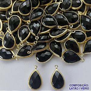 ACESSORIO NO BRUTO PRONTO PARA O BANHO (CX13) - PINGENTE TAMANHO 10X14MM (GOTA)COMPOSIÇÃO 70% LATÃO E 30% VIDRO PRETO  -(VENDA POR UNIDADE) PESO 0.9GR BRU0001963