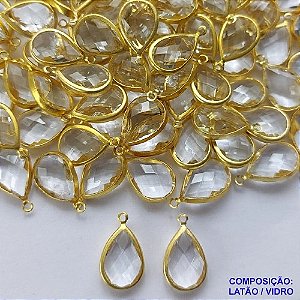 ACESSORIO NO BRUTO PRONTO PARA O BANHO (CX13) - PINGENTE TAMANHO 10X14MM (GOTA)COMPOSIÇÃO 70% LATÃO E 30% VIDRO INCOLOR -(VENDA POR UNIDADE) PESO 0.9GR BRU0001967