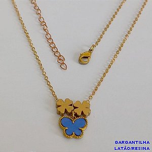 GARGANTILHA NO BRUTO PRONTO PARA O BANHO -COMPOSIÇÃO 100% LATÃO - PESO TOTAL 3,5GR - COM CORRENTE CADEADO DE 45CM+EXTENSOR - BRU10742