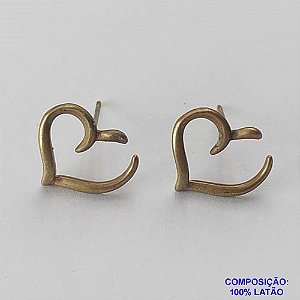 BRINCO NO BRUTO PRONTO BANHO - BRINCO DE PINO CORAÇÃO VAZADO - TAMANHO 13MM - PESO TOTAL 1GR - BRU10821