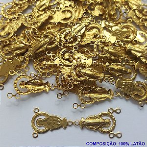 ACESSÓRIO PINGENTE NO BRUTO PRONTO PARA O BANHO (CX40) - (24) COMPOSIÇÃO 100% LATÃO - TAMANHO 18MM PESO TOTAL 0,9GR - NOSSA SRA DAS GRAÇAS (DUPLO) - BRU0001992