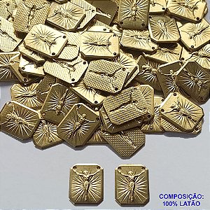 ACESSÓRIO PINGENTE NO BRUTO PRONTO PARA O BANHO (CX43) - (4337) COMPOSIÇÃO 100% LATÃO - TAMANHO 11X14MM PESO TOTAL 1,4GR - PLACA JESUS CRISTO - BRU0001993