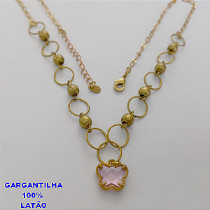 GARGANTILHA NO BRUTO PRONTO PARA O BANHO (CX64) COM PINGENTE DE BORBOLETA - TAMANHO 45CM+EXTENSOR - PESO TOTAL 6.7GR - COMPOSIÇÃO 100% LATÃO - BRU10881