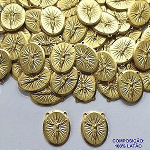 ACESSÓRIO PINGENTE NO BRUTO PRONTO PARA O BANHO(CX81) - (4477) COMPOSIÇÃO 100% LATÃO - TAMANHO 12X16MM PESO TOTAL 1,5GR - MEDALHA OVAL JESUS CRISTO  BRU0002001