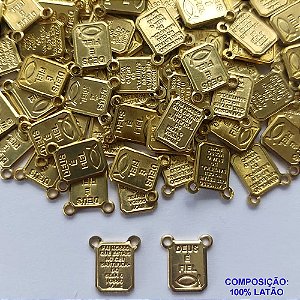 ACESSÓRIO PINGENTE NO BRUTO PRONTO PARA O BANHO (CX83)- (2539) COMPOSIÇÃO 100% LATÃO - TAMANHO 5X8MM PESO TOTAL 0,5GR - DEUS É FIEL / PAI NOSSO - BRU0002003