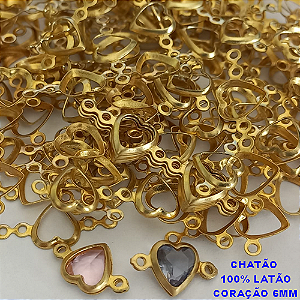 BASE PARA BRINCO NO BRUTO PRONTO PARA O BANHO -(VENDIDO POR UNIDADE) CHATÃO DE CORAÇÃO DE 6MM COM DUAS  ARGOLNHAS (E2465) COMPOSIÇÃO 100% LATÃO - PESO  0,2GR - BRU0002010