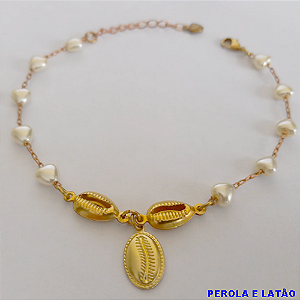 PULSEIRA NO PRUTO PRONTO PARA O BANHO(CORRENTE PEROLA E CONCHINHAS DE 18CM+EXTENSOR)PESO TOTAL 3.8GR - BRU10965