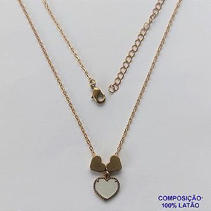 GARGANTILHA NO BRUTO PRONTO PARA O BANHO - COM CORRENTE CADEADO DE 45CM - PINGENTE TIPO VAN CLEEF MADRE PÉROLA 10MM - PESO TOTAL 3,5GR - BRU11218