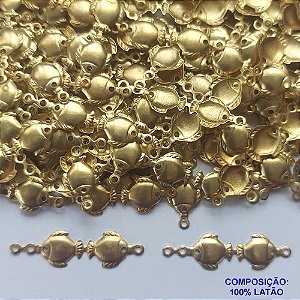 ACESSÓRIO PINGENTE NO BRUTO PRONTO PARA O BANHO (CX18) - (E2277) COMPOSIÇÃO 100% LATÃO - TAMANHO 6X11MM PESO TOTAL 0,3GR - PEIXE (DUPLO) - BRU0002013