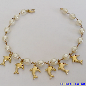 PULSEIRA NO PRUTO PRONTO PARA O BANHO(TODA EM  PEROLA  de 5MM  - DE 18CM - PESO TOTAL 4,2GR - BRU10994