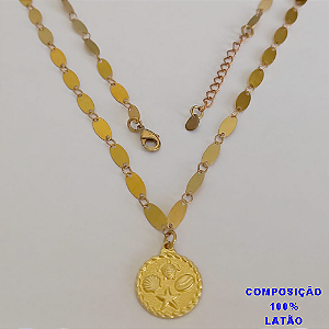 CORRENTE BO BRUTO PRONTO PARA O BANHO TODA EM CHAPINHA - TAMANHO 50CM+EXTENSOR - PESO TOTAL COM PINGENTE  4,1GR -(Tartar/concha/búzio/estrela Do Mar) BRU12309