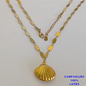 CORRENTE BO BRUTO PRONTO PARA O BANHO TODA EM CHAPINHA - TAMANHO 50CM+EXTENSOR - PESO TOTAL COM PINGENTE  4,1GR -(conchinha Do Mar) BRU12311