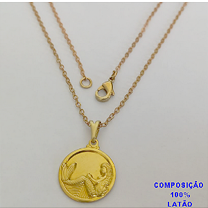 GARGANTILHA NO BRUTO PRONTO PRONTO PARA O BANHO(2970) -PINGENTE SEREIA DE 20MM - COM CORRENTE CADEADINHO DE 45CM - PESO TOTAL 2,2 - BRU13228