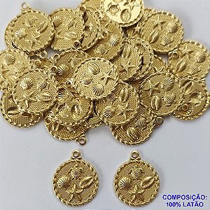 ACESSÓRIO PINGENTE NO BRUTO PRONTO PARA O BANHO - CONCHAS TARTARUGA ESTRELA DO MAR 14X14MM (4332) COMPOSIÇÃO 100% LATÃO - PESO TOTAL 1,1GR - BRU0002020