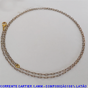 CORRENTE NO BRUTO PRONTO PARA O BANHO(KDL40) - COM FECHO LAGOSTA -TAMANHO 50CM - PESO TOTAL 1,8GR -COMPOSIÇÃO 100% LATÃO - BRU12355
