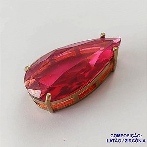 PINGENTE NO BRUTO PRONTO PARA O BANHO - PINGENTE EM ZIRCÔNIA ROSA 15X30MM COM BASE EM LATÃO - PESO TOTAL 6,1GR - BRU0002068