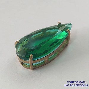 PINGENTE NO BRUTO PRONTO PARA O BANHO - PINGENTE EM ZIRCÔNIA VERDE 15X30MM COM BASE EM LATÃO - PESO TOTAL 6,1GR - BRU0002069