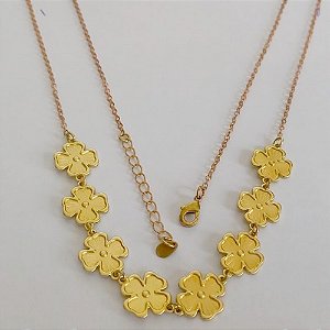 SHOCKER NO BRUTO PRONTO PARA O BANHO - SHOCKER COM 8 TREVOS DE 11MM (5605) E CORRENTE CADEADINHO - TAMANHO 40CM + EXTENSOR - PESO TOTAL 6,1GR - COMPOSIÇÃO 100% LATÃO - BRU12517