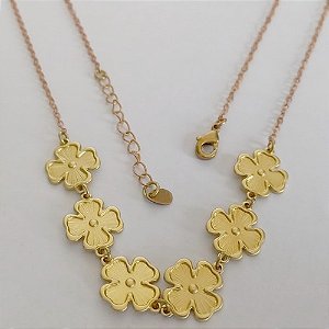 SHOCKER NO BRUTO PRONTO PARA O BANHO - SHOCKER COM 6 TREVOS DE 11MM (5605) E CORRENTE CADEADINHO - TAMANHO 40CM + EXTENSOR - PESO TOTAL 4,4GR - COMPOSIÇÃO 100% LATÃO - BRU12518