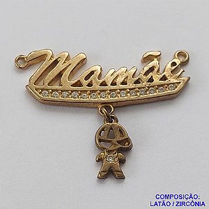 PINGENTE NO BRUTO PRONTO PARA O BANHO (CX32) - PINGENTE MAMÃE COM MENINO COM MICROS ZIRCÔNIAS COM DUAS ARGOLINHAS - COMPOSIÇÃO: LATÃO / ZIRCÔNIA - TAMANHO 24X30MM -  PESO TOTAL 2,8GR - BRU12532