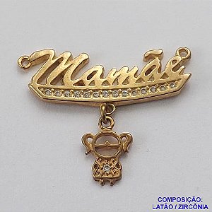PINGENTE NO BRUTO PRONTO PARA O BANHO(CX32)- PINGENTE MAMÃE COM MENINA COM MICROS ZIRCÔNIAS COM DUAS ARGOLINHAS - COMPOSIÇÃO: LATÃO / ZIRCÔNIA - TAMANHO 24X30MM -  PESO TOTAL 2,8GR - BRU12533