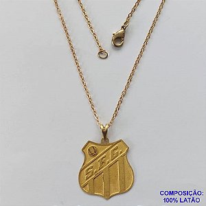 GARGANTILHA NO BRUTO PRONTO PARA O BANHO - GARGANTILHA COM CORRENTE CADEADO 50CM - PINGENTE EM FOTOCORROSÃO TIME SANTOS (FC5076) - TAMANHO 21x23MM - PESO TOTAL 2,4GR - BRU12549