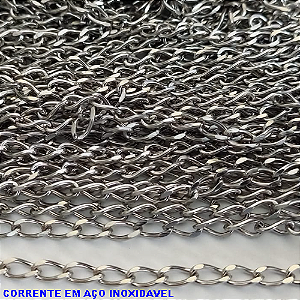 CORRENTE EM AÇO INOXIDAVEL PRONTO PARA MONTAGEM(AÇO02) - CORRENTE VENDIDA POR METRO - LARGURA 3,5MM - BRU12370
