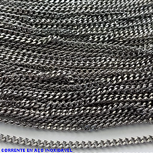 CORRENTE EM AÇO INOXIDAVEL PRONTO PARA MONTAGEM(AÇO03) - CORRENTE VENDIDA POR METRO - LARGURA 2,4MM - BRU12371