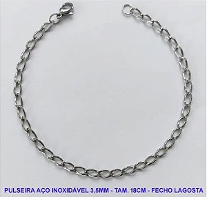 PULSEIRA EM AÇO INOXIDÁVEL (ACO02) - TAMANHO 18CM - LARGURA 3,5MM - FECHO LAGOSTA - COMPOSIÇÃO: AÇO INOXIDÁVEL -  AÇO971