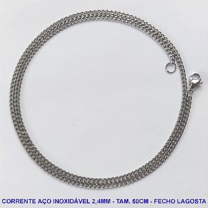 CORRENTE EM AÇO INOXIDÁVEL - (ACO03) TAMANHO 50CM - LARGURA 2,4MM - FECHO LAGOSTA - COMPOSIÇÃO: AÇO INOXIDÁVEL -  AÇO973