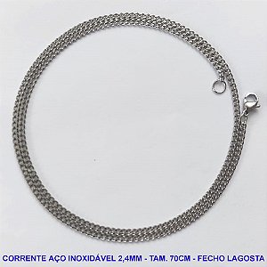CORRENTE EM AÇO INOXIDÁVEL - (ACO03)  TAMANHO 70CM - LARGURA 2,4MM - FECHO LAGOSTA - COMPOSIÇÃO: AÇO INOXIDÁVEL -  AÇO975