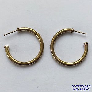 BRINCO NO BRUTO PRONTO PARA O BANHO(SUZI) - BRINCO DE ARGOLA (BR200) - TAMANHO 28MM LARGURA 2MM - PESO TOTAL 3,3GR - BRU12599