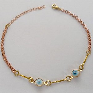 PULSEIRA NO BRUTO PRONTO PARA O BANHO(CX63) - PULSEIRA COM OLHOS GREGOS - TAMANHO 18CM - PESO 2,1GR - FECHO LAGOSTA - BRU12632