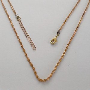 CORRENTE NO BRUTO PRONTO PARA O BANHO - CORRENTE TRANÇADA - TAMANHO 45CM + EXTENSOR - PESO 3,3GR - FECHO LAGOSTA - BRU12633