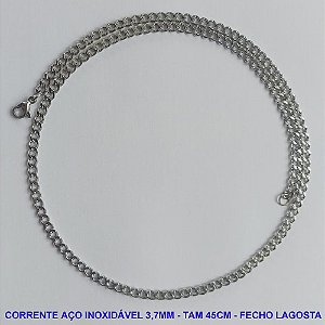 CORRENTE EM AÇO INOXIDÁVEL - TAMANHO 45CM - LARGURA 3,7MM (AÇO4) - FECHO LAGOSTA - COMPOSIÇÃO: AÇO INOXIDÁVEL -  AÇO985